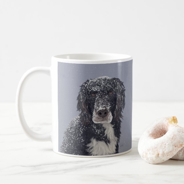 Spaniel dog mix pet portrait coffee mug (With Donut)