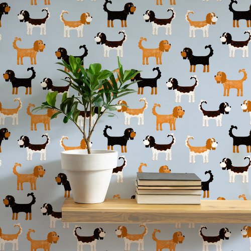 Spaniel Dog Pattern Wallpaper
