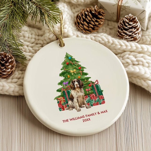 Spaniel Dog Personalized Christmas Ceramic Ornament (Creator Uploaded)