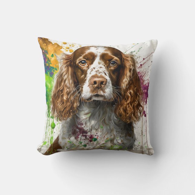 Spaniel Dog Throw Pillow (Front)