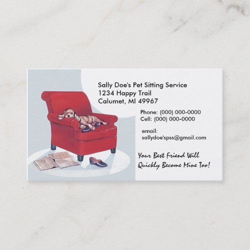 Spaniel in Red Chair ~ Retro Style Business Card