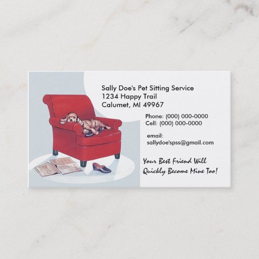 Customizable Spaniel in Red Chair ~ Retro Style Business Card