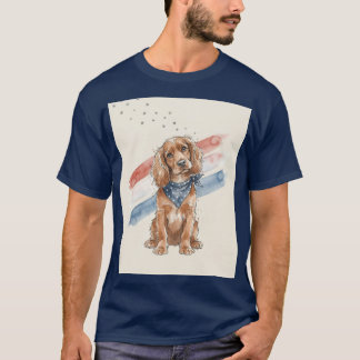 Spaniel in Star Bandana Watercolor Tee