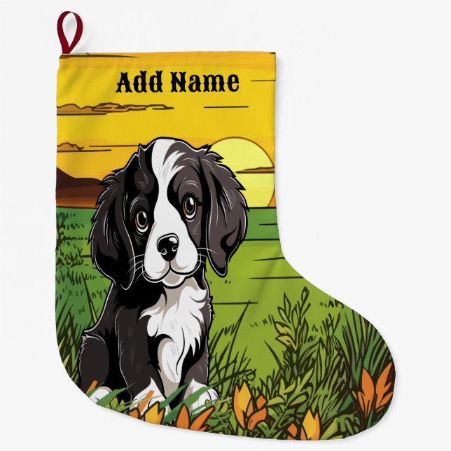 Spaniel Large Christmas Stocking (Front)
