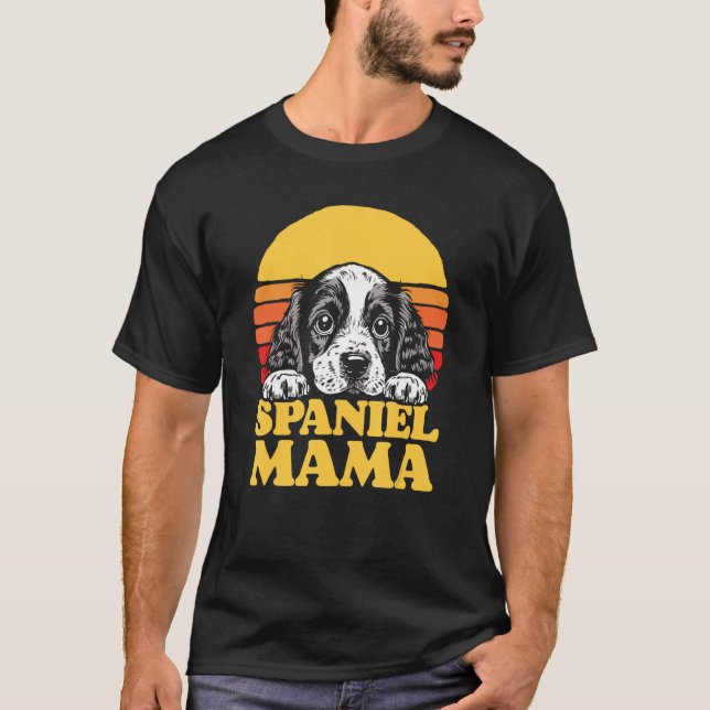 Spaniel Mama Cute English Cocker Spaniel Puppy Mom T-Shirt (Front)
