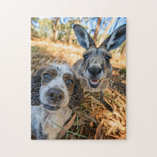 Spaniel Selfie With Kangaroo Jigsaw Puzzle