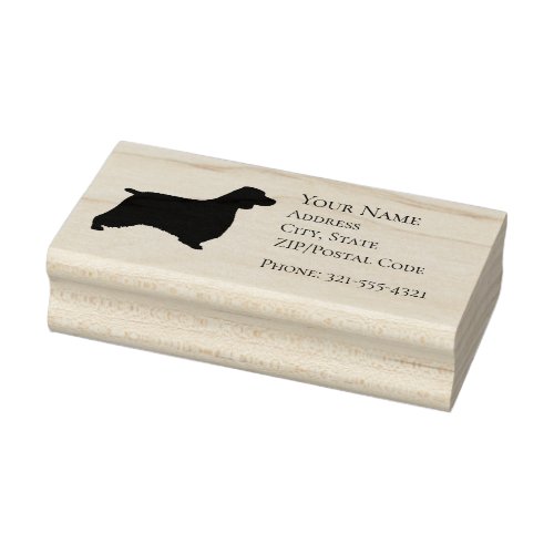 Spaniel Silhouette Address Rubber Stamp