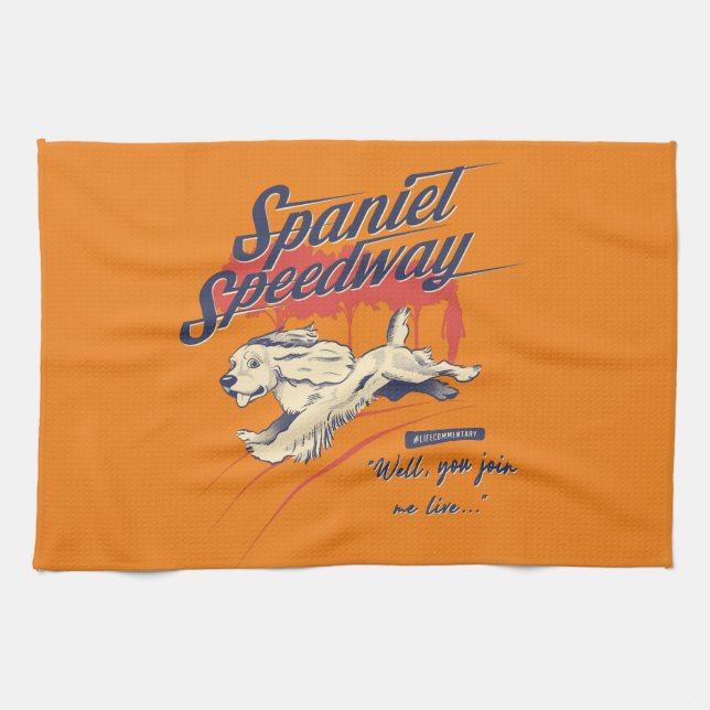 Spaniel Speedway #LifeCommentary Kitchen Towel (Horizontal)