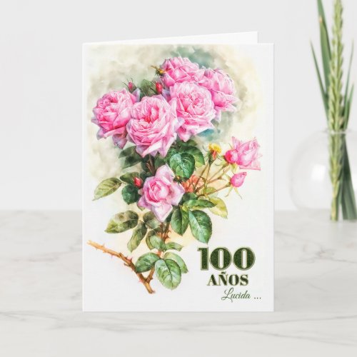 Spanish 100th Birthday Vintage Rose Garden Name Card