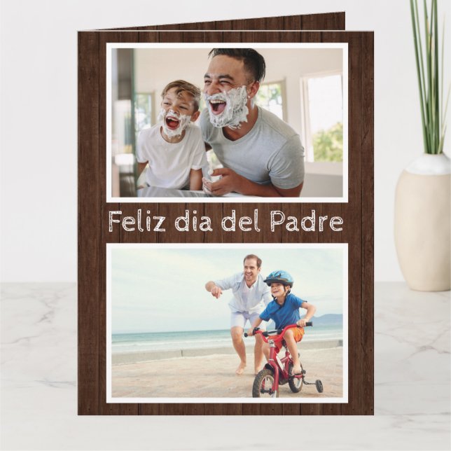Spanish 4 Photo Fathers Day Card From Admiring Son (Front)