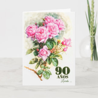 Spanish 90th Birthday Vintage Rose Garden Name Card
