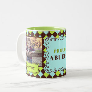 SPANISH Abuela Grandmother Green Brown 2 Photo Two-Tone Coffee Mug