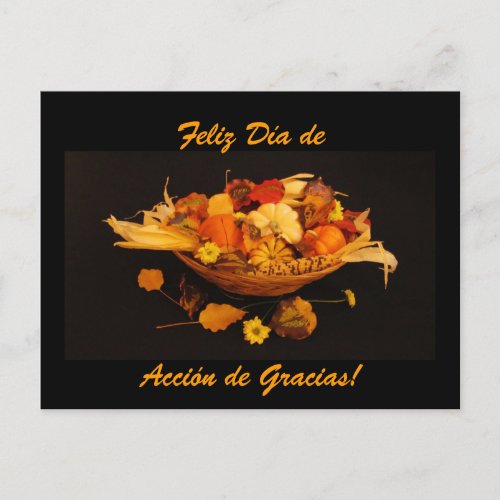 Spanish Accion Day of Gracias Holiday Postcard