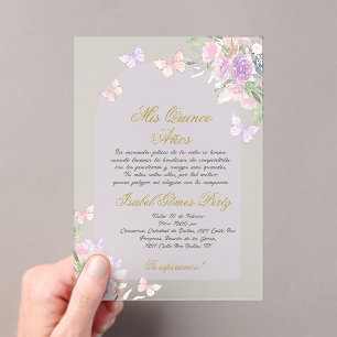 Spanish acrylic quinceañera invitations
