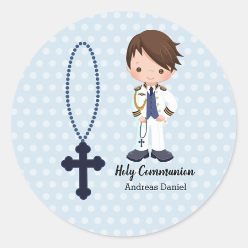 Spanish Admiral First Communion boy Classic Round Sticker