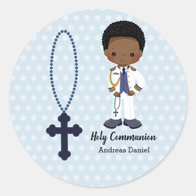 Spanish Admiral First Communion boy Classic Round Sticker (Front)