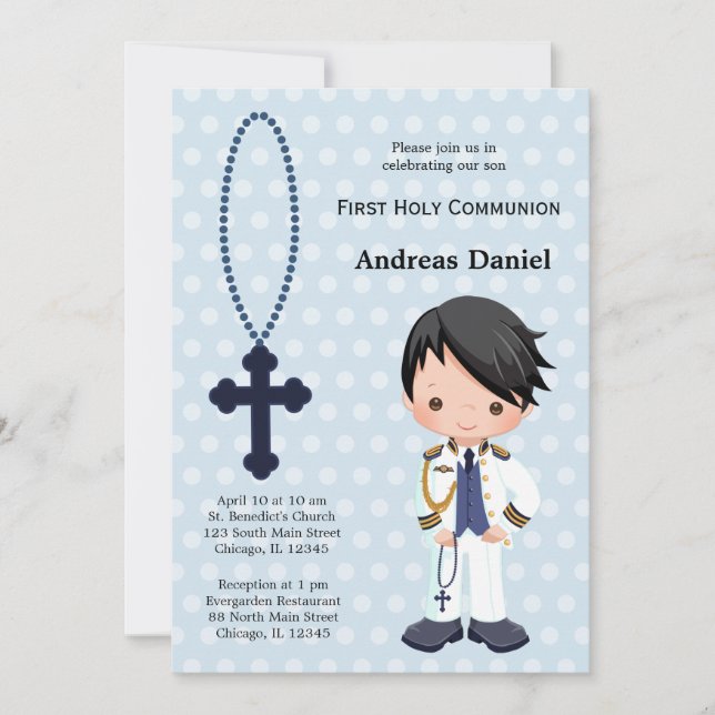 Spanish Admiral First Communion boy Invitation (Front)