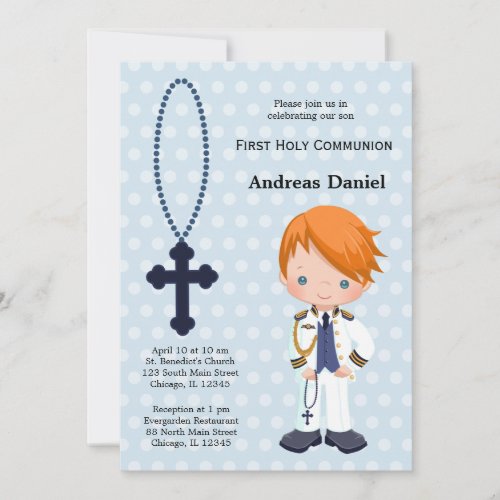 Spanish Admiral First Communion boy Invitation