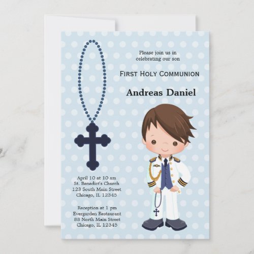 Spanish Admiral First Communion boy Invitation