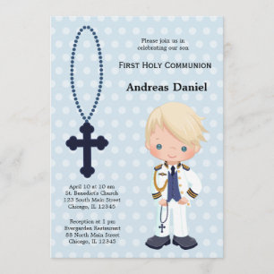Spanish Admiral First Communion boy Invitation