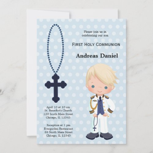 Spanish Admiral First Communion boy Invitation