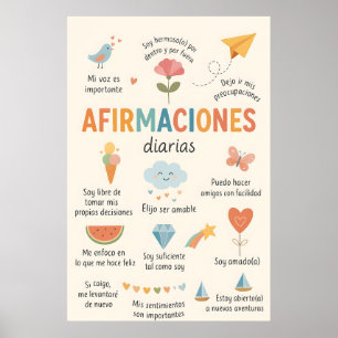 Spanish Affirmations , Therapy Office Decor.School Poster