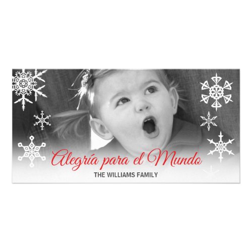 Spanish Alegra para el Mundo Red Holiday Photo Card