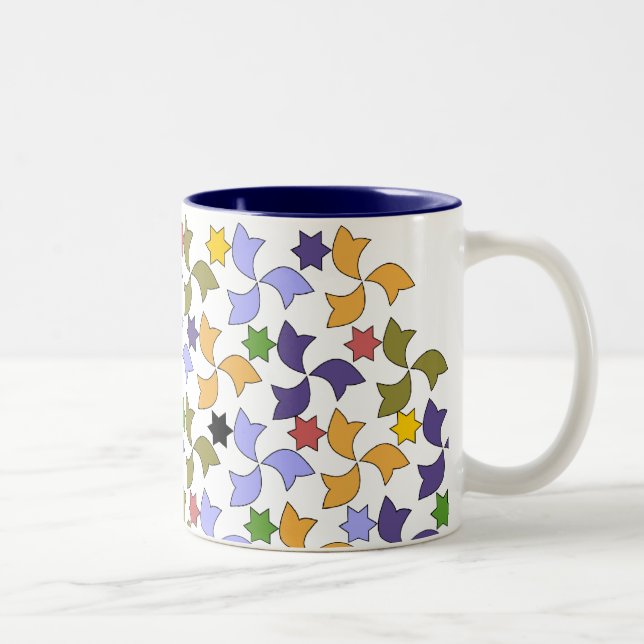 Spanish Alhambra style Tile Mosaic Pattern Two-Tone Coffee Mug (Right)