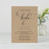 Spanish All in One Wedding Invite RSVP & Registry (Standing Front)