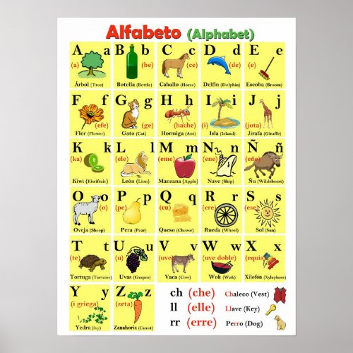 Spanish Alphabet Chart 