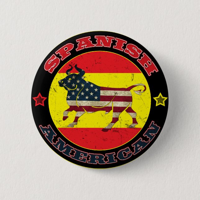 Spanish American Bull Pinback Button (Front)