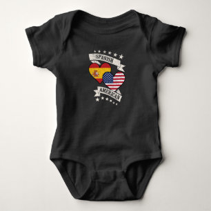 Spanish American Heart Flags Spain America Baby Bodysuit