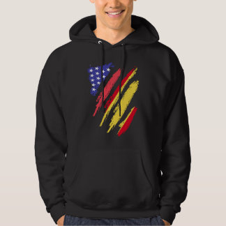 Spanish American Patriot Grown Heart Flag Stripes Hoodie