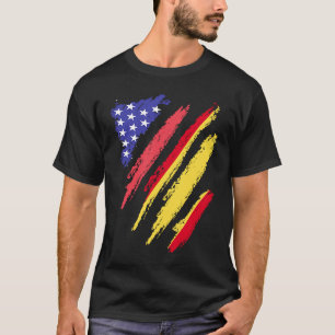 Spanish American Patriot Grown Heart Flag Stripes T-Shirt