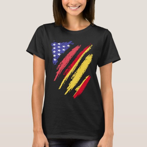 Spanish American Patriot Grown Heart Flag Stripes T_Shirt