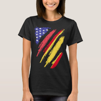Spanish American Patriot Grown Heart Flag Stripes T-Shirt
