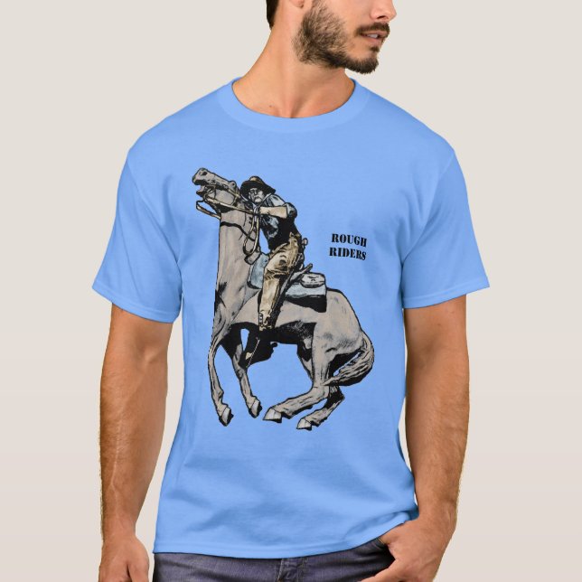 Spanish American War Rough Riders Soldier on Horse T-Shirt (Front)