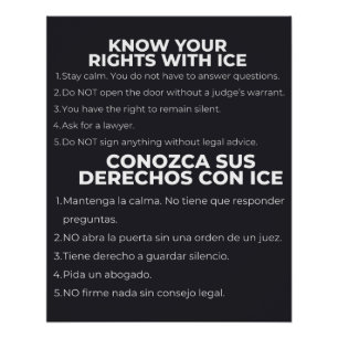 Spanish and English Know Your Rights ICE Poster