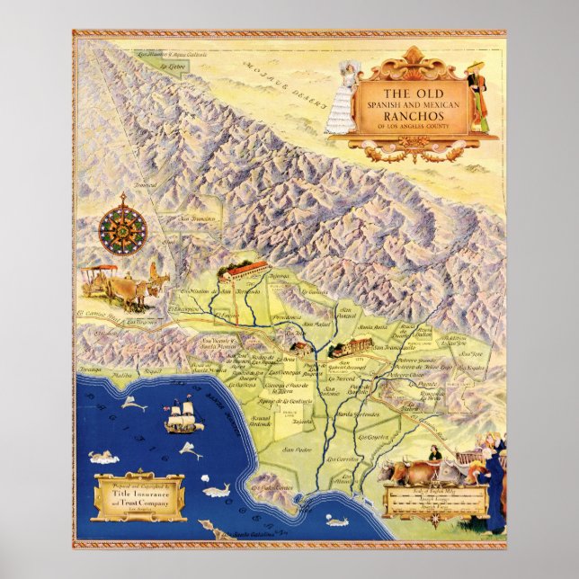Spanish and Mexican Ranchos of Los Angeles Map Poster (Front)