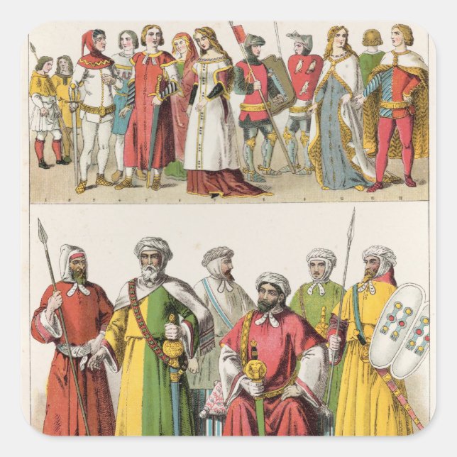Spanish and Moorish Dress Square Sticker (Front)