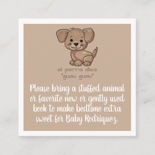 Spanish Animal Sounds Baby Shower Enclosure Card (Front)