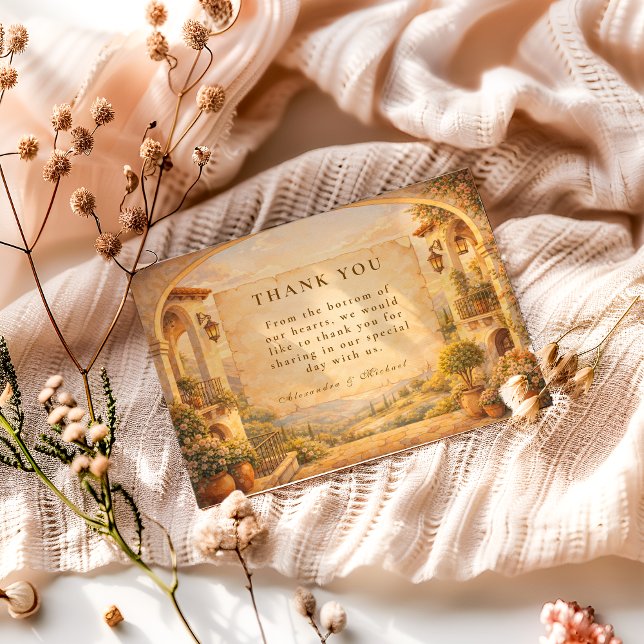 Spanish Archway Romance Wedding Thank You Card (Creator Uploaded)