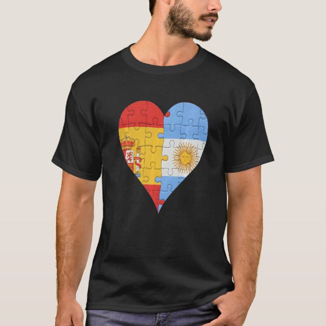 Spanish Argentinian Flag Heart T-Shirt (Front)