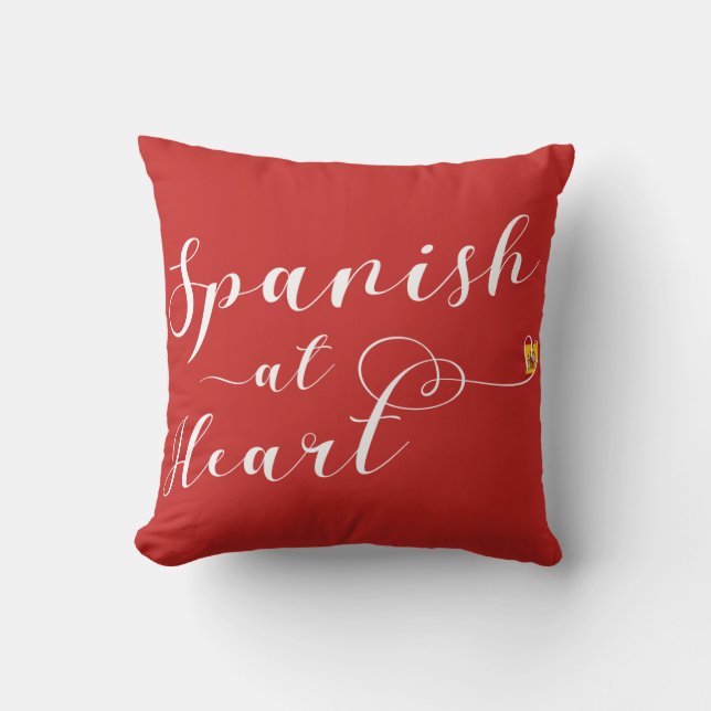 Spanish At Heart Throw Cushion, Spain Pillow (Front)