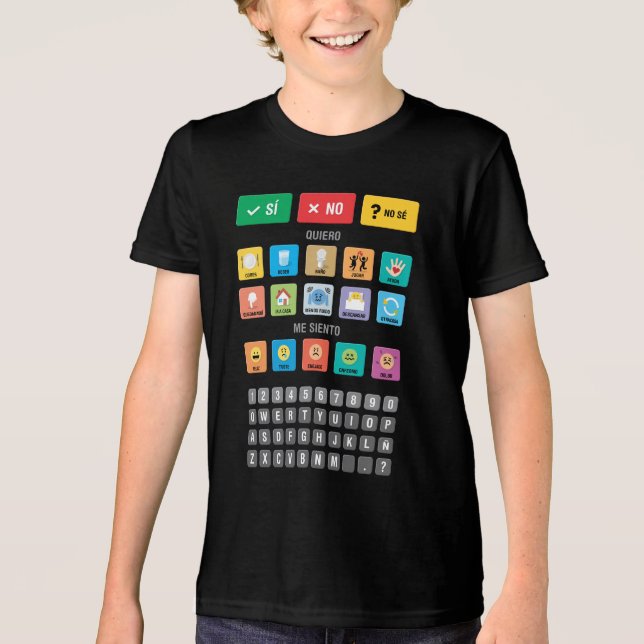 Spanish Autism AAC Pointing Communication 03 Tri-Blend Shirt (Front)