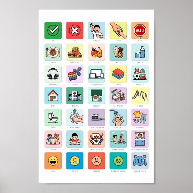 Spanish Autism AAC Pointing Communication 04 Poster (Front)