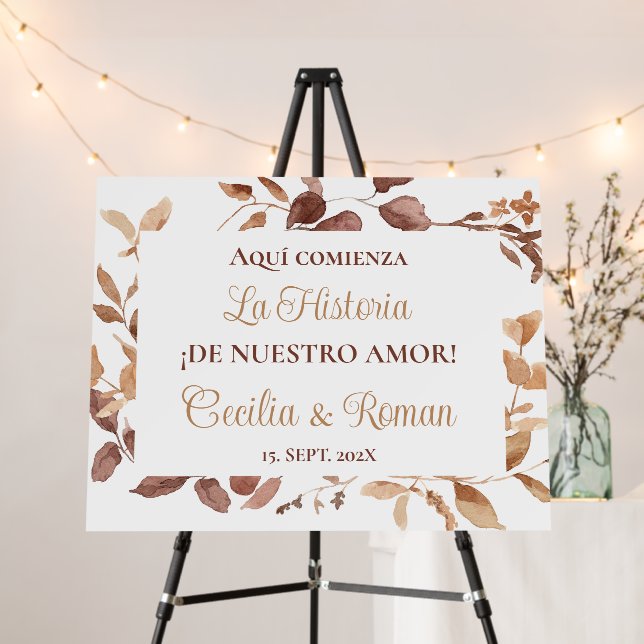Spanish Autumn Wedding Welcome sign (In Situ (Stand))