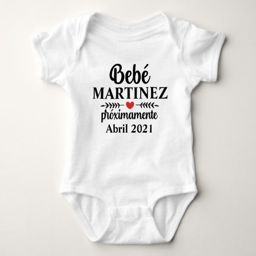Spanish Baby Name Pregnancy Announcement Baby Bodysuit