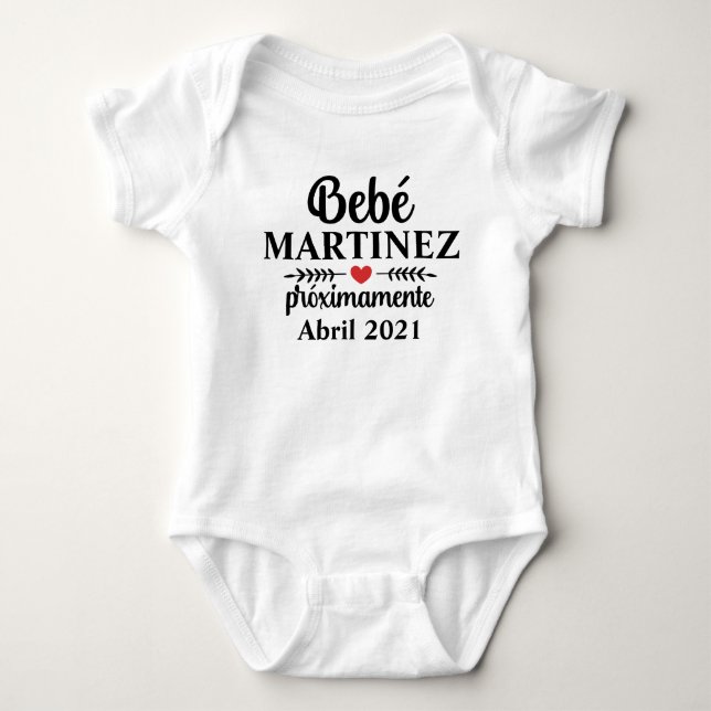 Spanish Baby Name Pregnancy Announcement Baby Bodysuit (Front)
