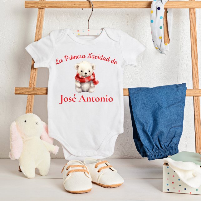 Spanish Baby Polar Bear Baby's First Christmas Baby Bodysuit (Creator Uploaded)